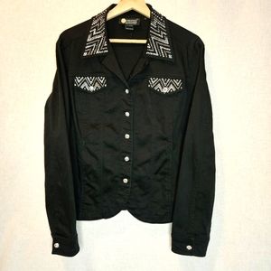 Christine Alexander Swarovski crystal black tailored fit jacket size L